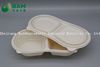 2 Compartments Fully Biodegradable Compostable Sugarcane Plant Fiber Takeaway Food Containers for Bun Dessert Fruits