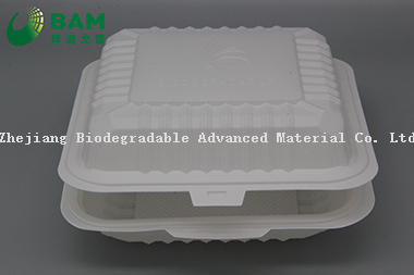 Fully Biodegradable Multi 3 Compartment Disposable Plastic Food Container Compostable Sugarcane Plant Fiber Take-Away Food Containers