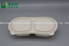 2 Compartments Fully Biodegradable Compostable Sugarcane Plant Fiber Takeaway Food Containers for Bun Dessert Fruits